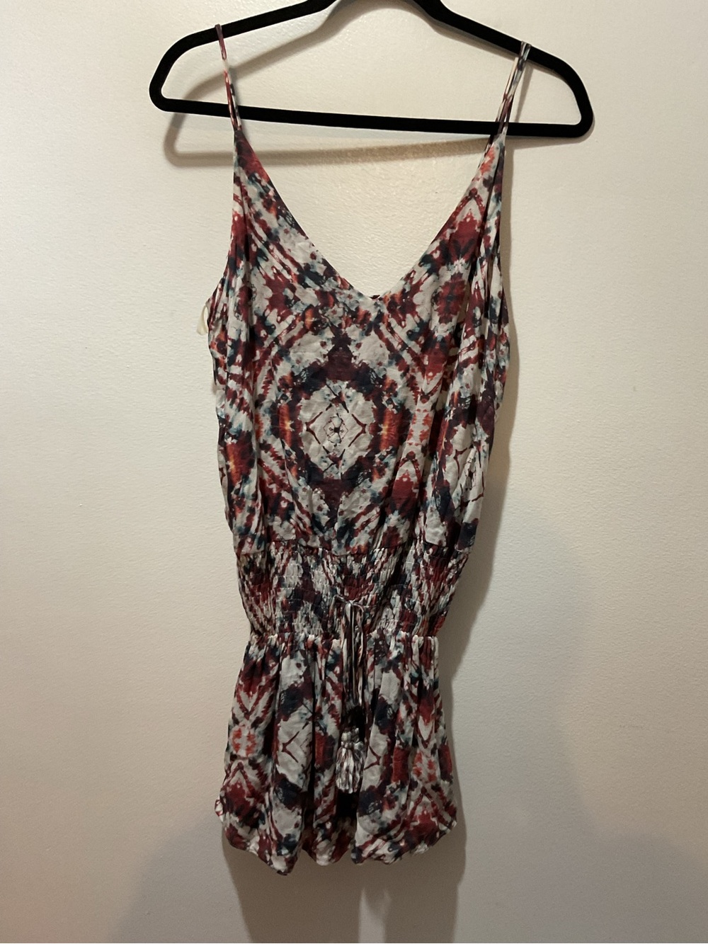 Rory Beca Burgundy, Navy and White Tie-Dye Spaghetti Strap DRESS
